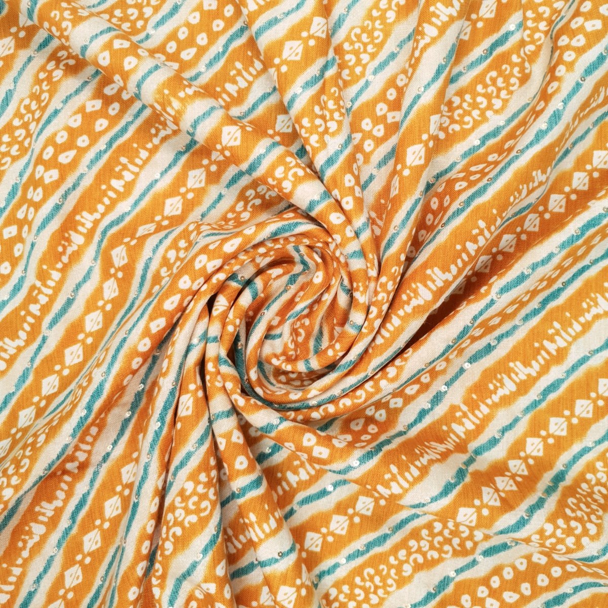 Unstitched Mustard Leharia Kurta Pyjama