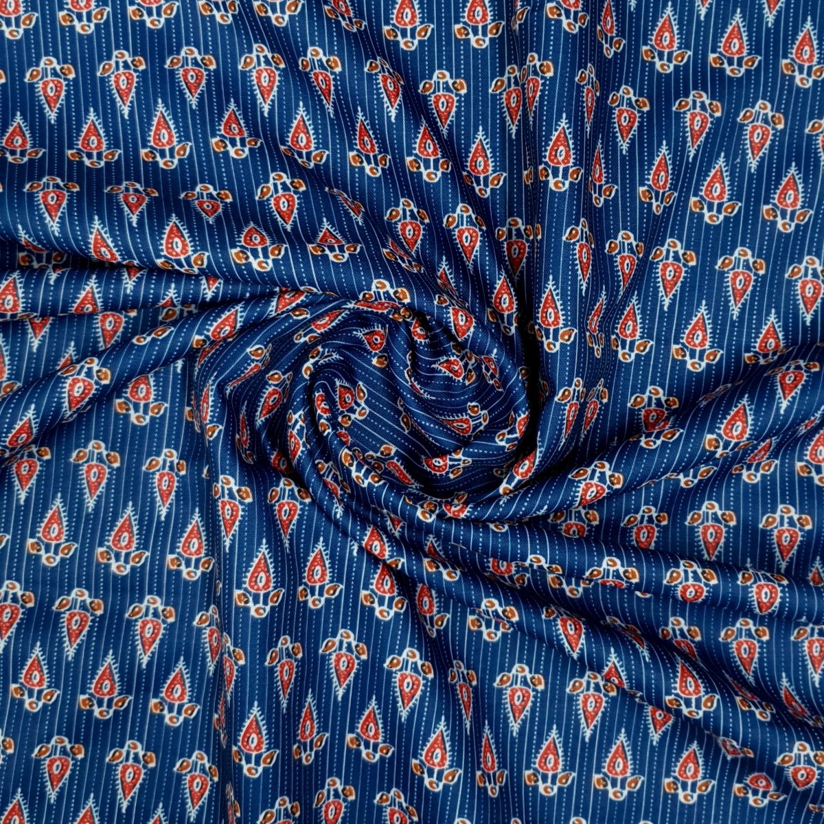 Unstitched Indigo Kantha Print Kurta Pyjama