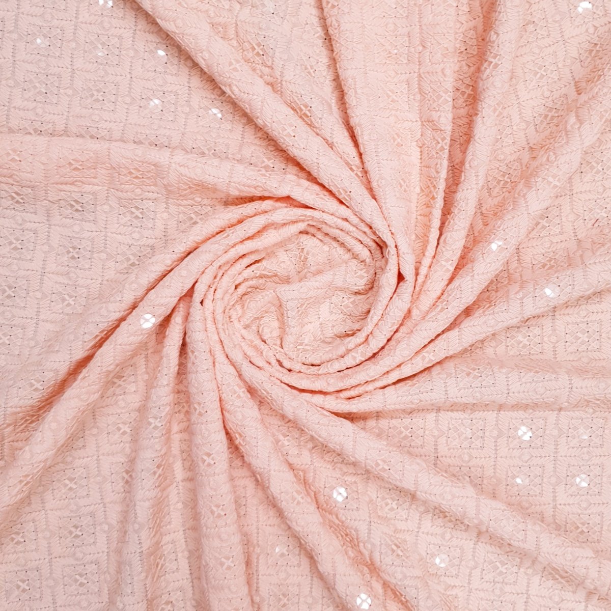 Unstitched Peach Chikankari Kurta Pyjama