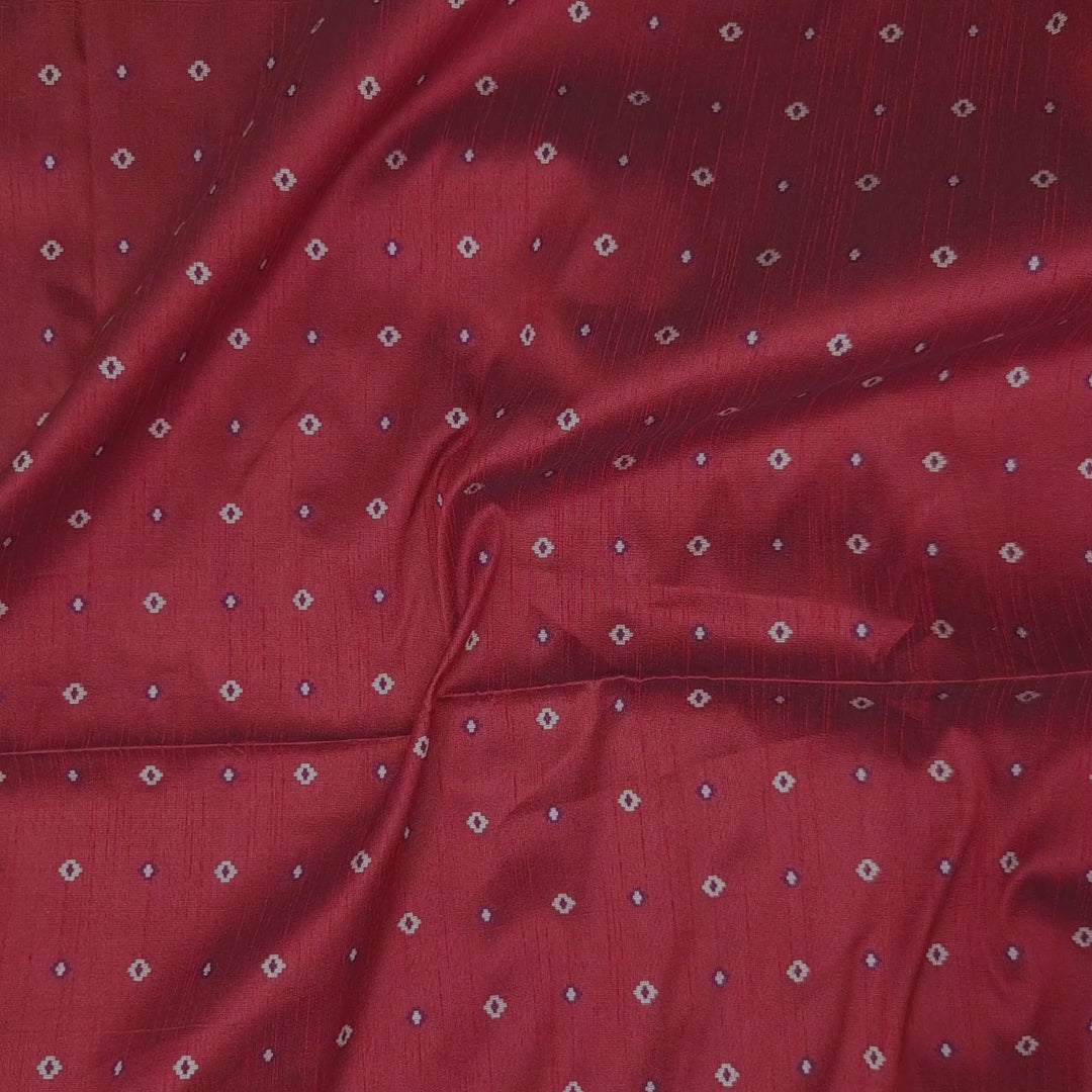 Unstitched Red Resham Butti Kurta Pyjama