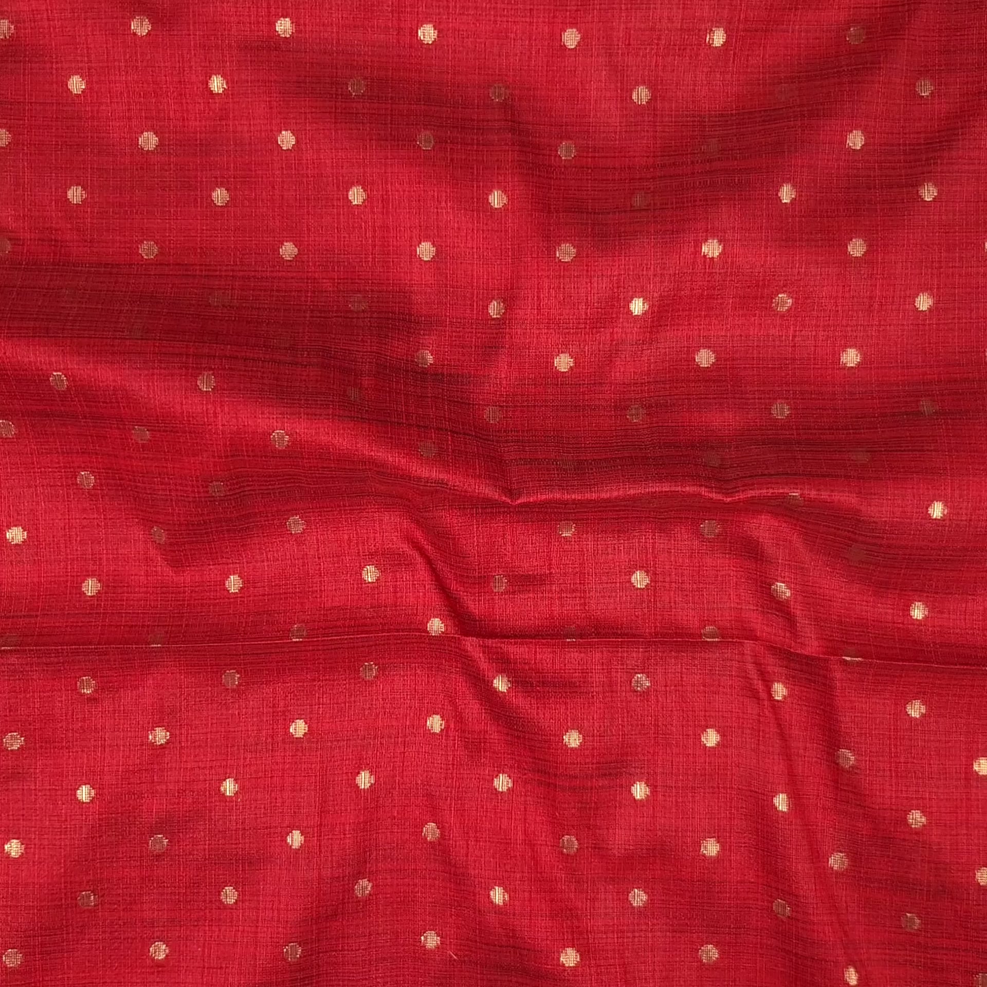 Unstitched Red Zari Butti Kurta Pyjama