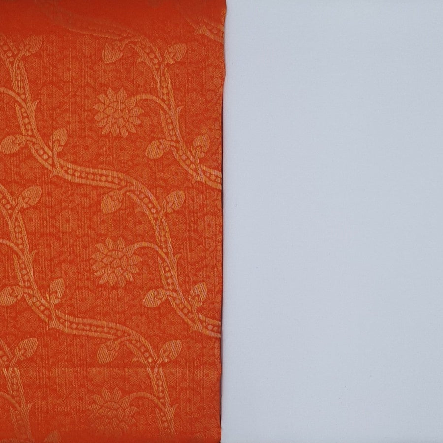 Cotton Kurta Pyjama - Cotton Floral Brocade Orange Kurta Pyjama - Regular - Dakshina Store