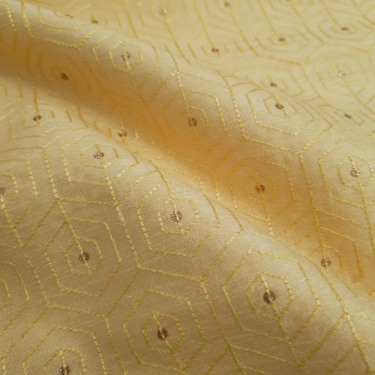 Unstitched Yellow Honeycomb Kurta Pyjama