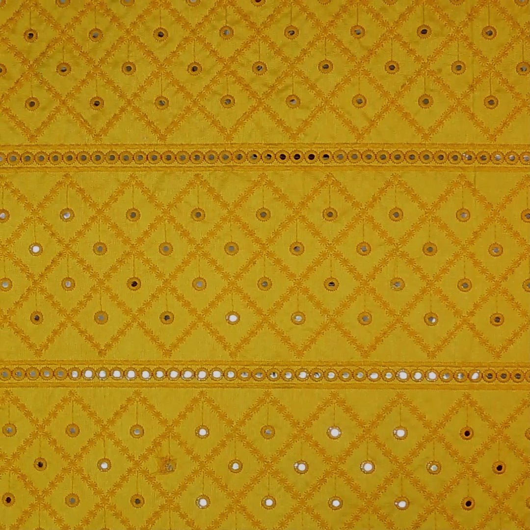 Unstitched Haldi Mirror Kurta Bundi Set