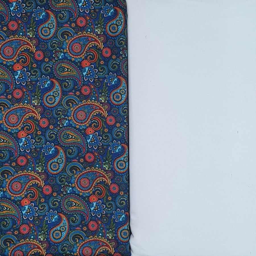 Kurta Set - Blue Paisley Digital Print Kurta Pyjama - Regular - Dakshina Store