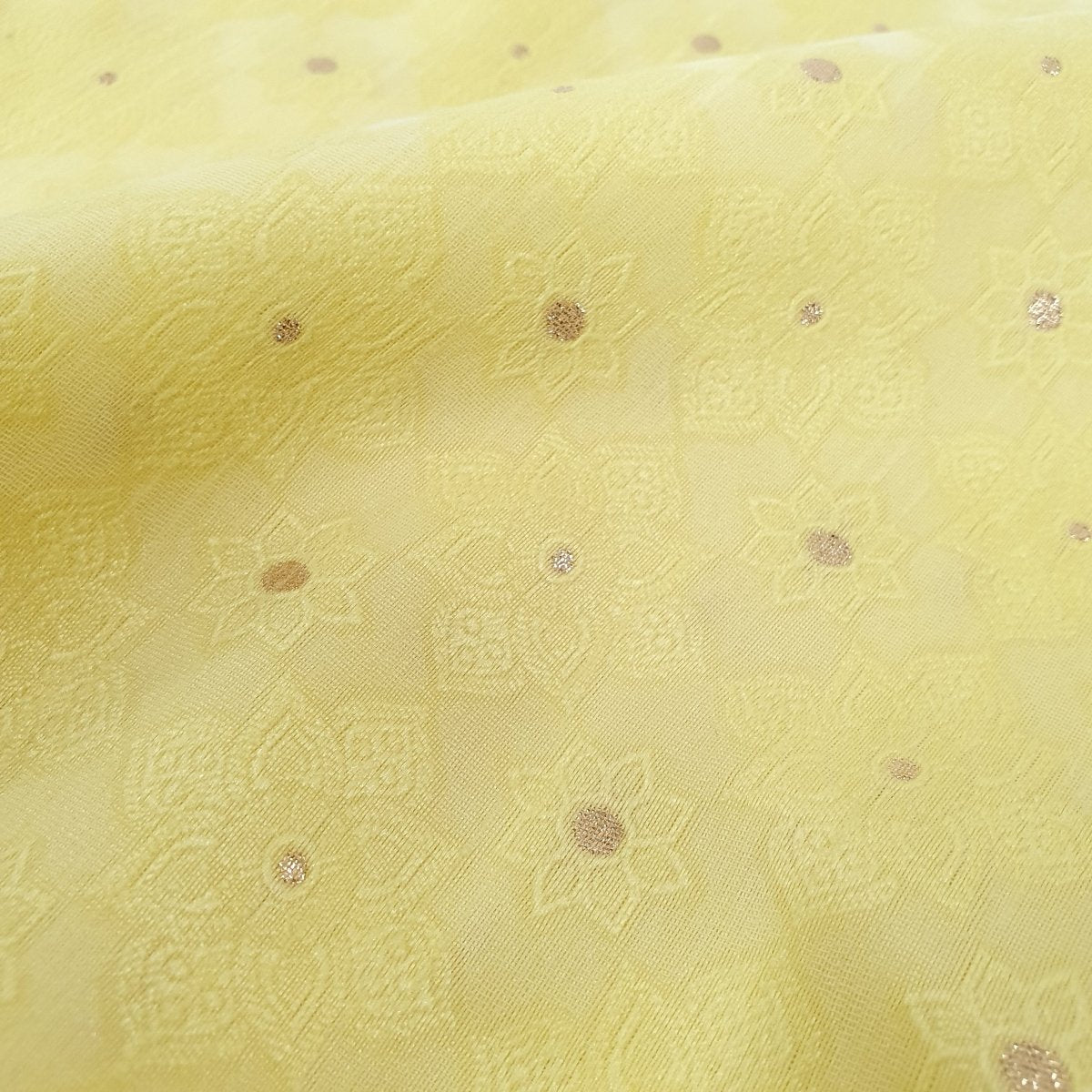 Unstitched Lemon Yellow Zari Lotus Kurta Pyjama