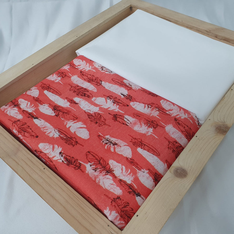 Kurta Set - Coral Feather Digital Print Kurta Pyjama - Regular - Dakshina Store
