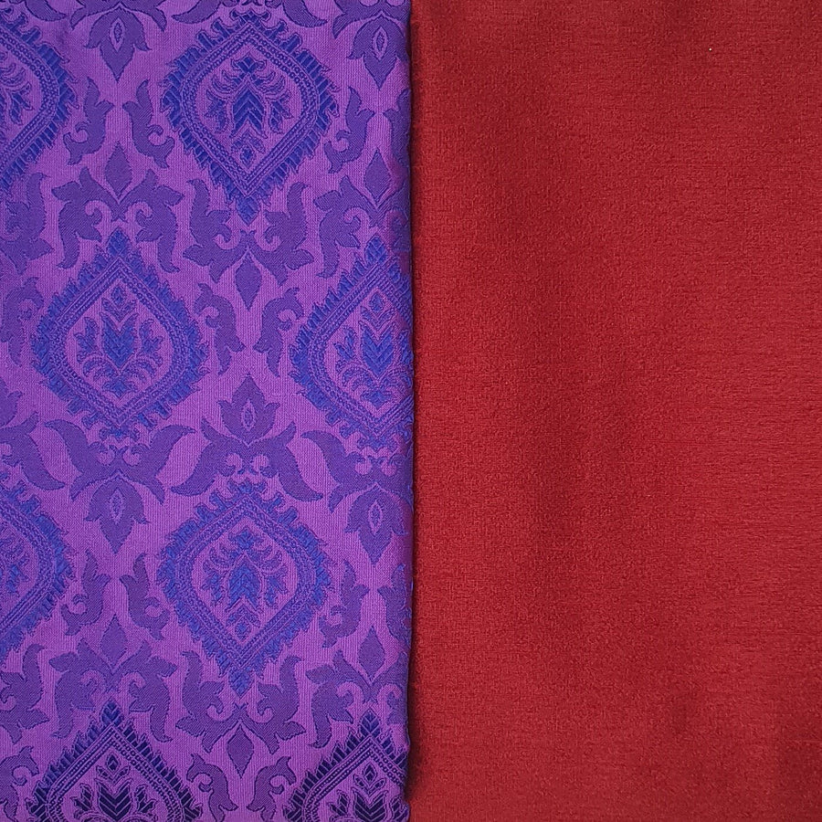 Kurta Set - Purple Jacquard Kurta Maroon Pyjama - Dakshina Store
